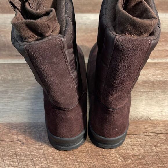 Lands' End‎ Womens Suede Quilted Commuter Winter Snow Boots Brown Size 7B - Picture 4 of 8